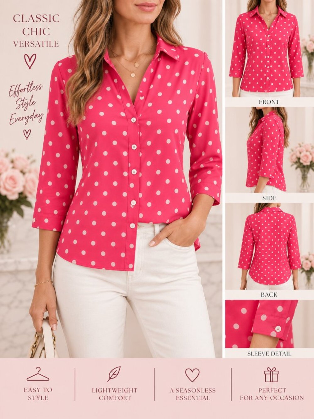 Avenue Polka Dot Blouse Top Size Large
